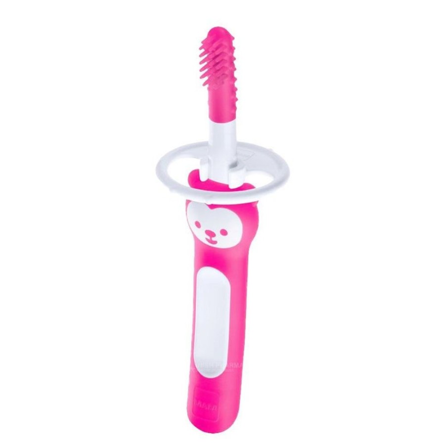 Bathing & Changing Mam | Mam Massaging Brush With Safety Shield - Pink