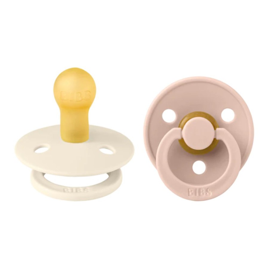 Feeding & Safety BIBS | Latex Colour Round Soother 2Pk Ivory/Blush