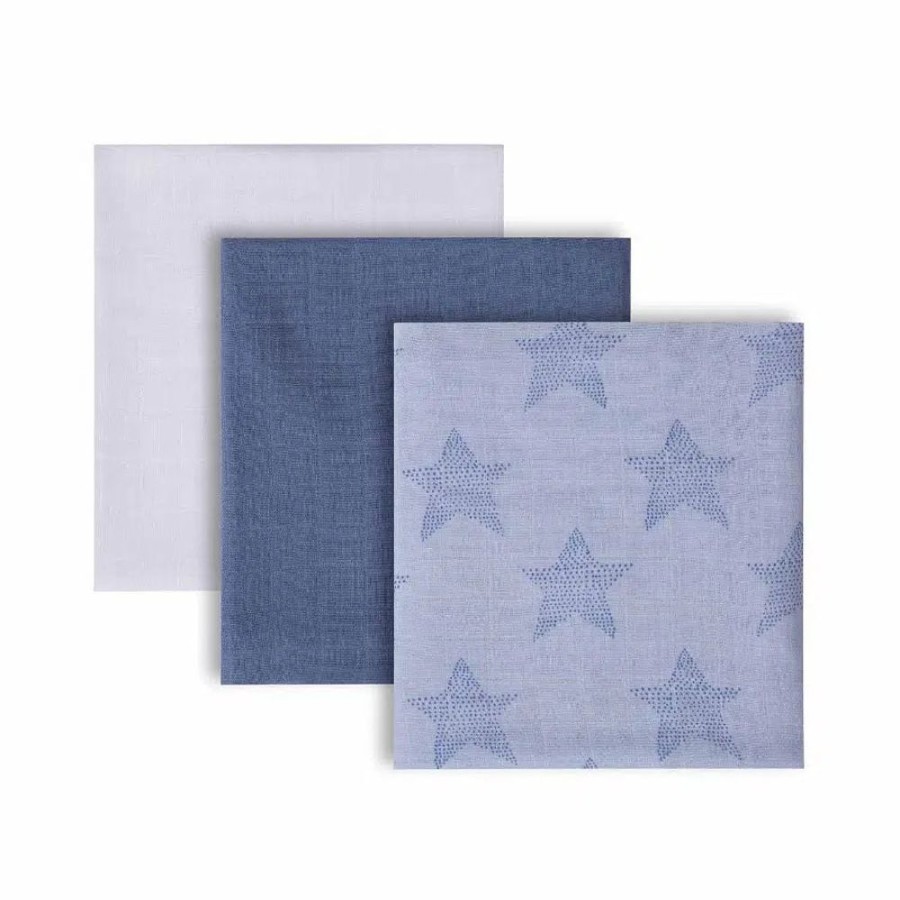 Feeding & Safety Clevamama | Bamboo & Cotton Muslin Cloth Set 3Pk - Blue