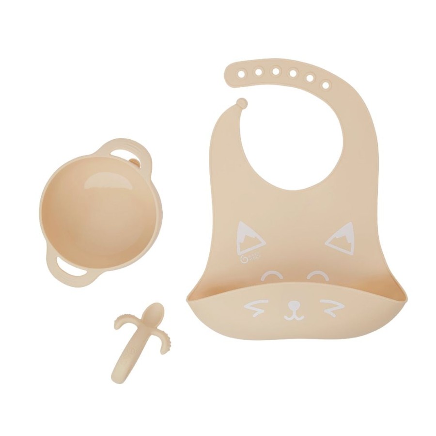 Feeding & Safety Babymoov | First'Isy Silicone Bowl, Feeder & Bib Set (6-12M) - Fox