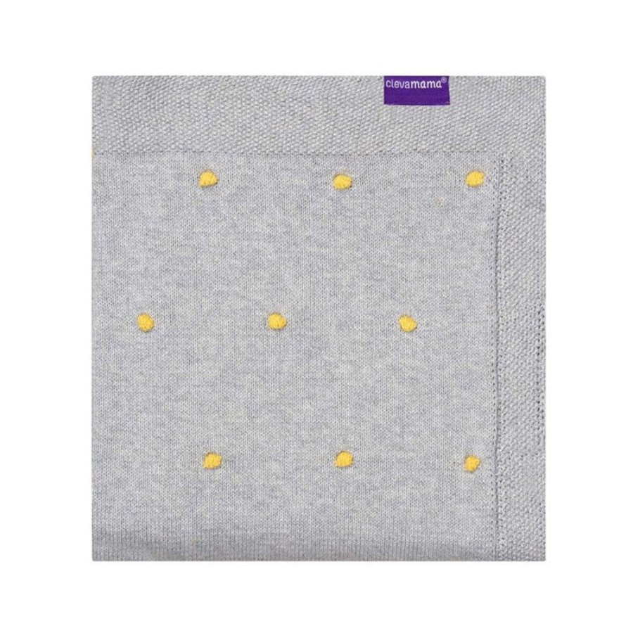 Nursery Clevamama | Knitted Pom Pom Baby Blanket - Grey