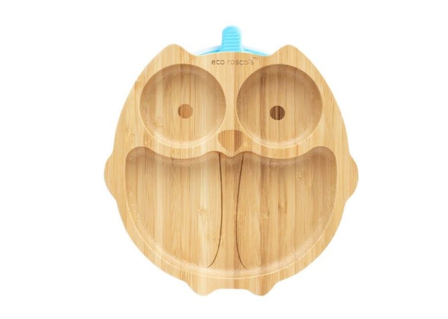 Feeding & Safety Eco Rascals | Bamboo Owl Suction Plate - Blue