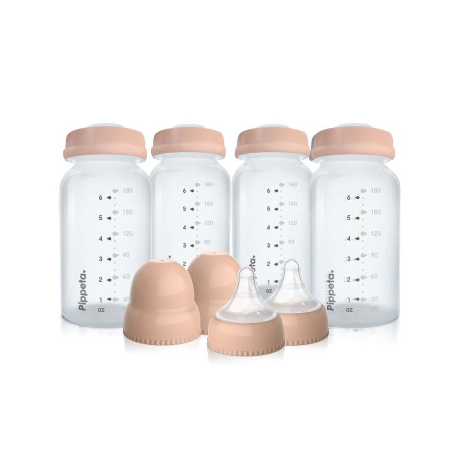 Feeding & Safety Pippeta | Milk Storage Glass Bottles 4Pk, Teats & Lids