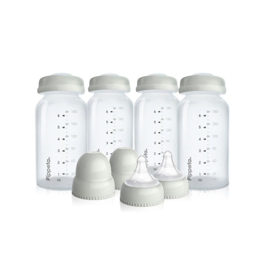 Feeding & Safety Pippeta | Milk Storage Glass Bottles 4Pk, Teats & Lids