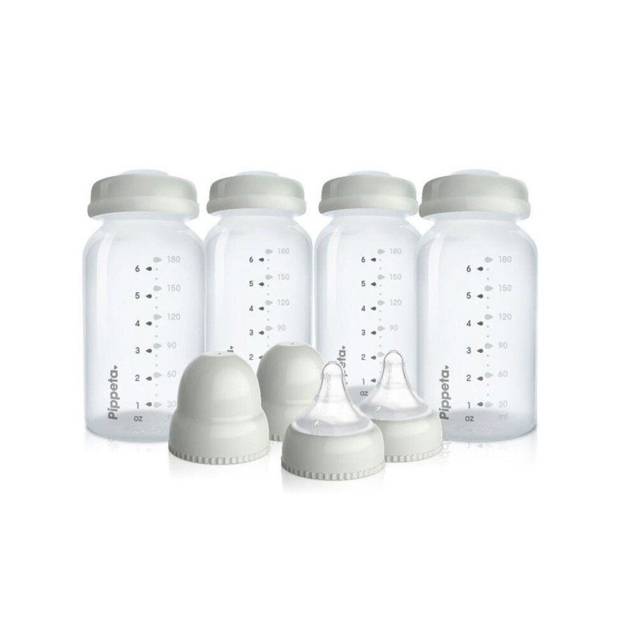 Feeding & Safety Pippeta | Milk Storage Glass Bottles 4Pk, Teats & Lids