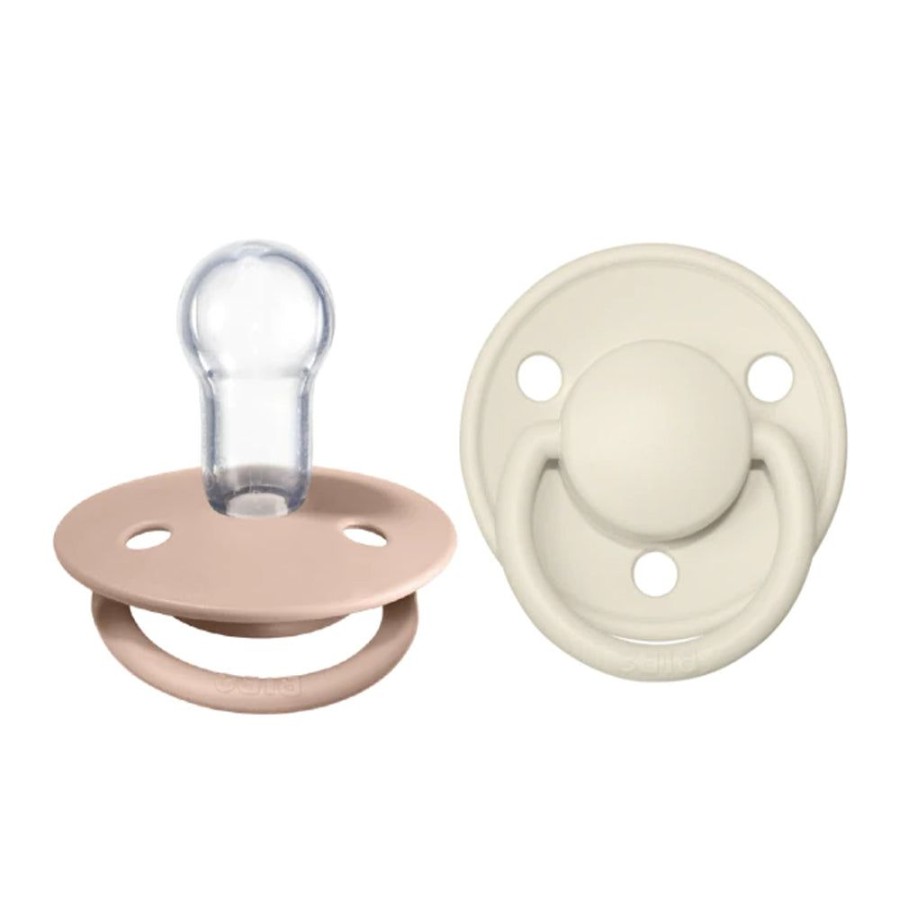 Feeding & Safety BIBS | Silicone De Lux Round Soother 2Pk Onesize - Ivory/Blush