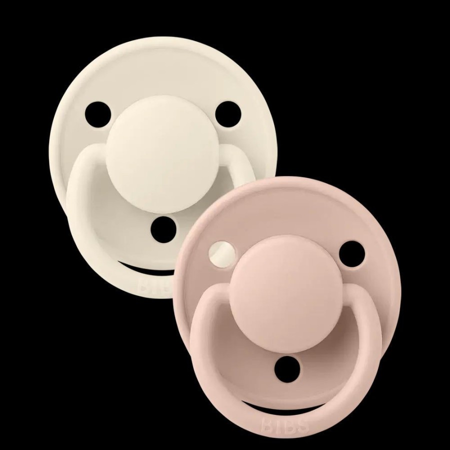 Feeding & Safety BIBS | Silicone De Lux Round Soother 2Pk Onesize - Ivory/Blush