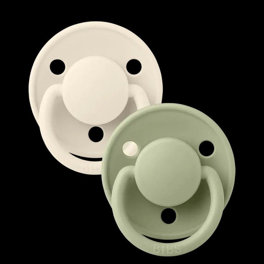 Feeding & Safety BIBS | Silicone De Lux Round Soother 2Pk Onesize - Ivory/Sage