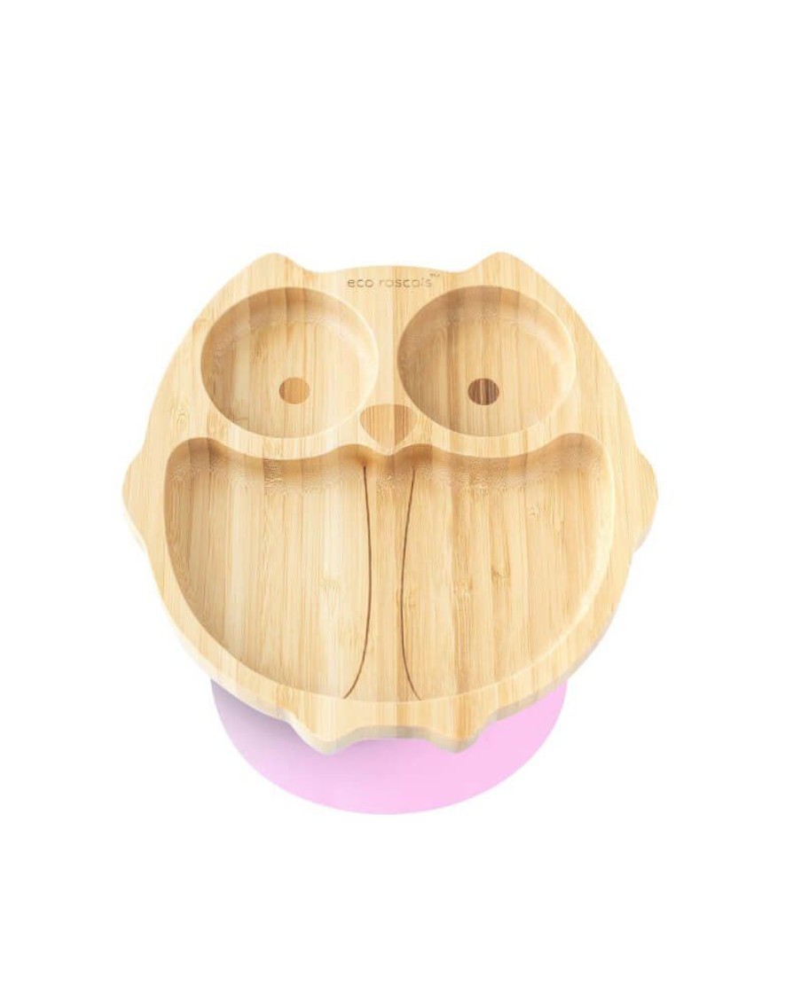 Feeding & Safety Eco Rascals | Bamboo Owl Suction Plate - Pink