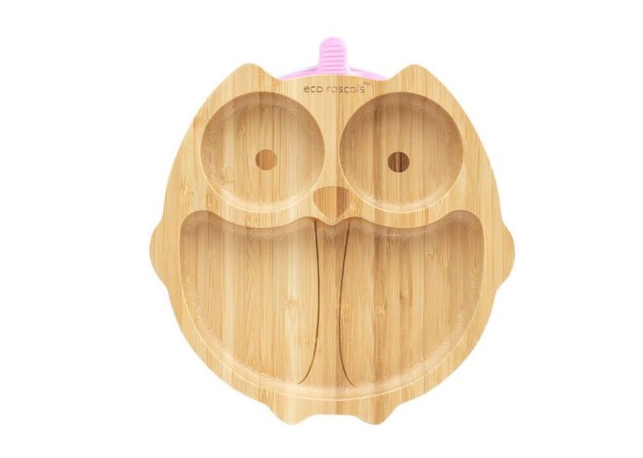 Feeding & Safety Eco Rascals | Bamboo Owl Suction Plate - Pink