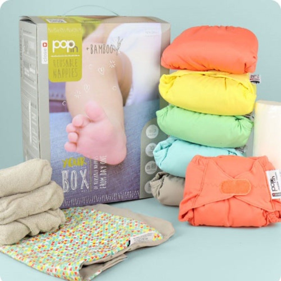 Bathing & Changing close | Pop-In Middle Box Nappies - Pastel