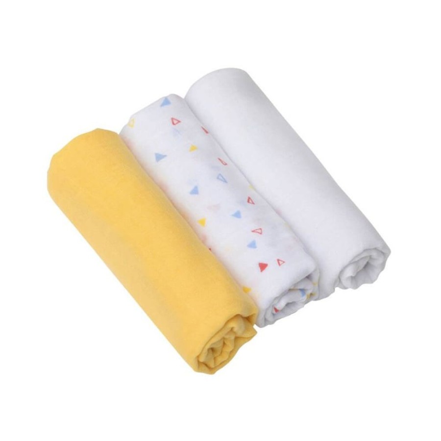 Feeding & Safety Clevamama | Bamboo & Cotton Muslin Cloth Set 3Pk - Yellow