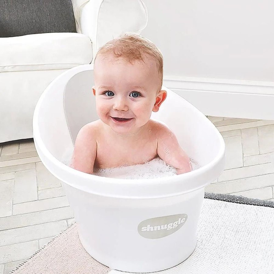 Bathing & Changing Shnuggle | Baby Bath With Plug & Foam Backrest - White