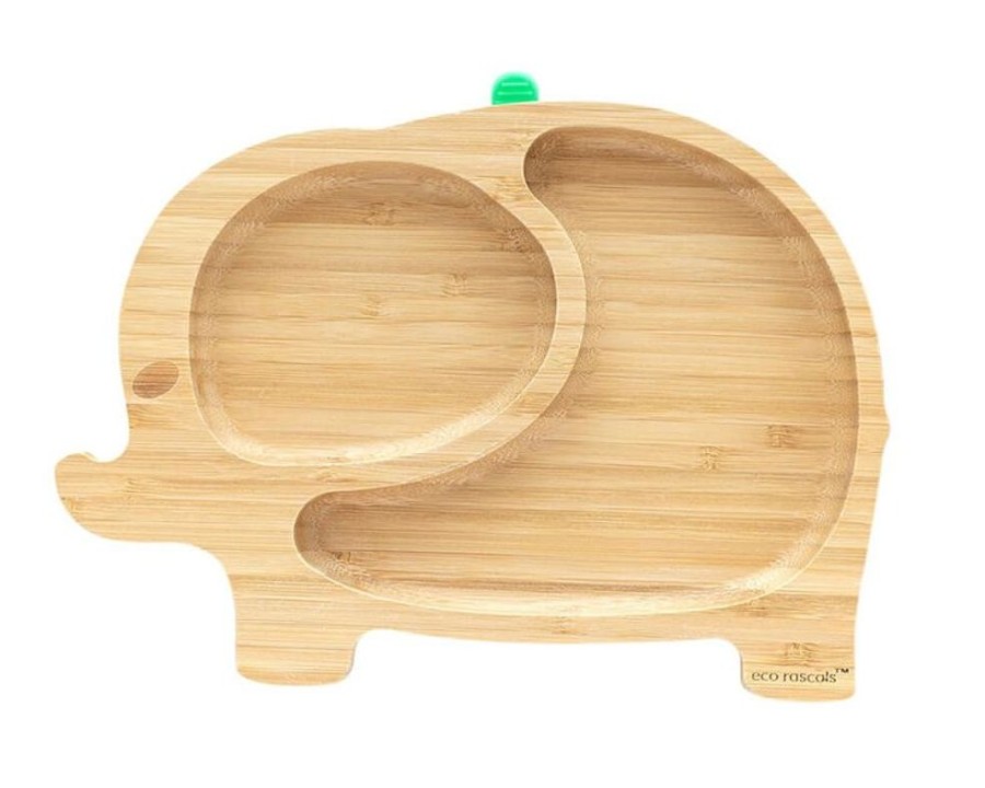 Feeding & Safety Eco Rascals | Bamboo Elephant Suction Plate - Green