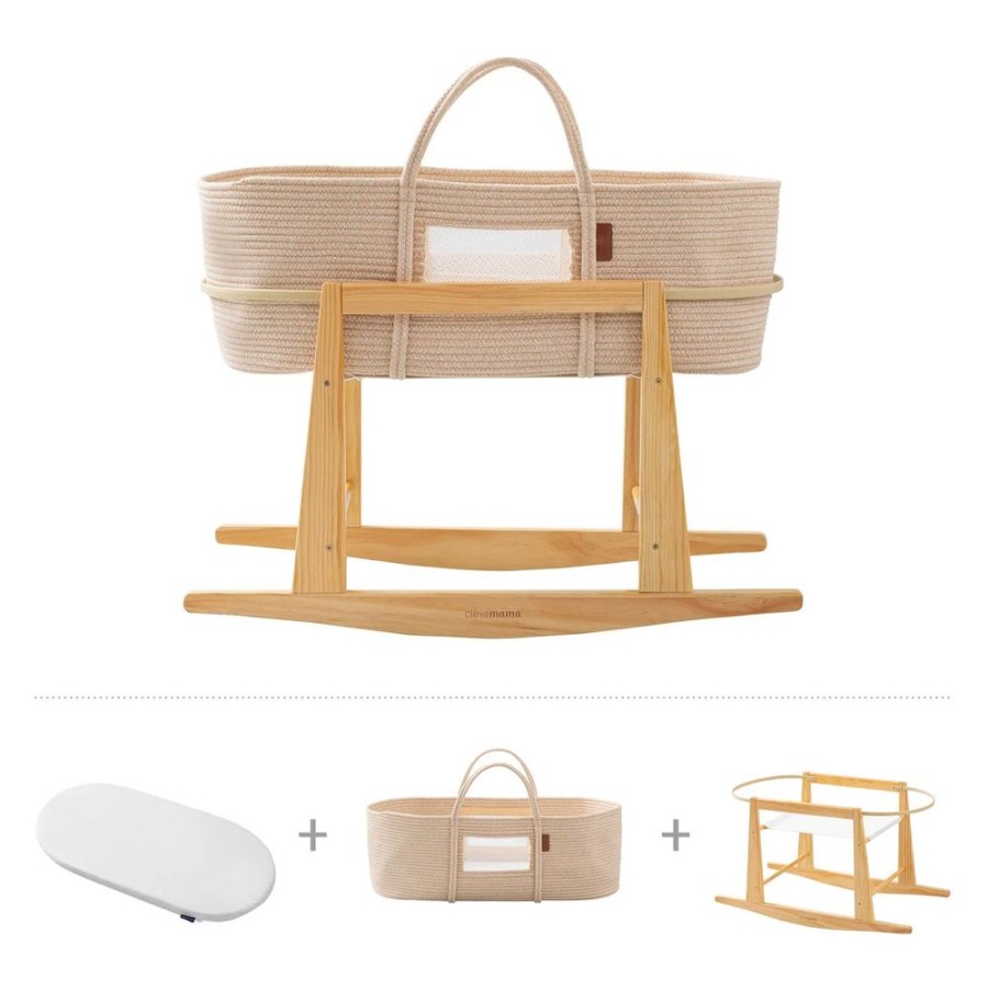 Nursery Clevamama | Moses Basket With Clevafoam Mattress & Stand