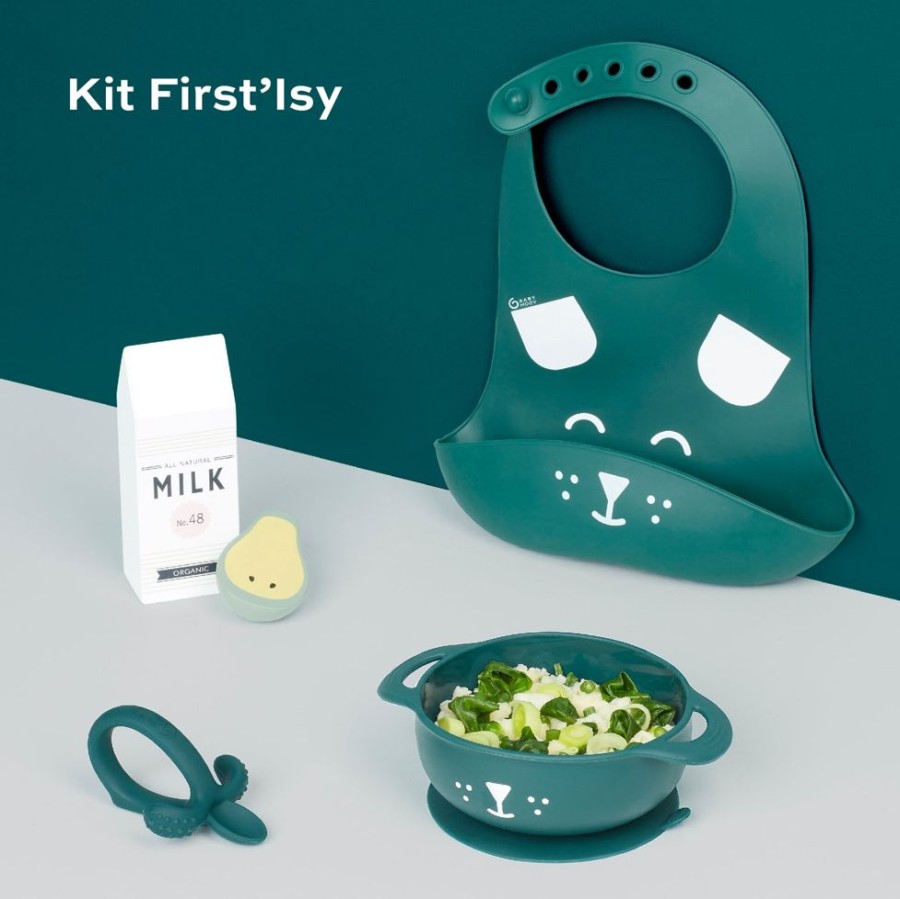 Feeding & Safety Babymoov | First'Isy Silicone Bowl, Feeder & Bib Set (6-12M) - Dog