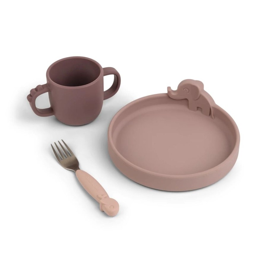 Feeding & Safety Done By Deer | Peekaboo Dinner Set - Deer Friends - Powder