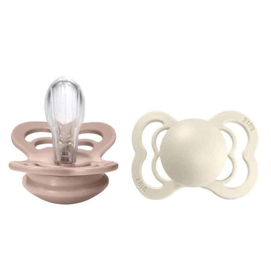 Feeding & Safety BIBS | Silicone Supreme Symmetrical Soother 2Pk Ivory/Blush