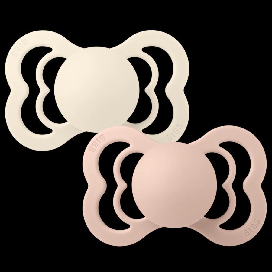 Feeding & Safety BIBS | Silicone Supreme Symmetrical Soother 2Pk Ivory/Blush